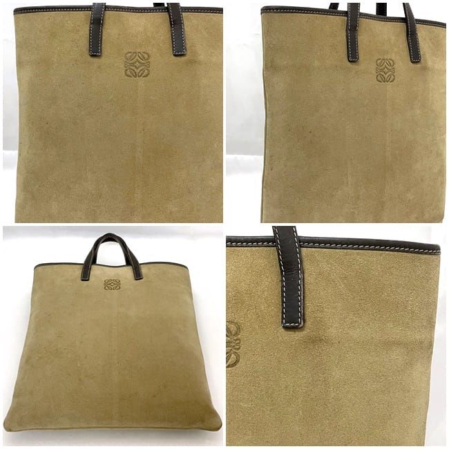 Loewe Tote Bag Beige Brown Anagram Suede Leather — view 3