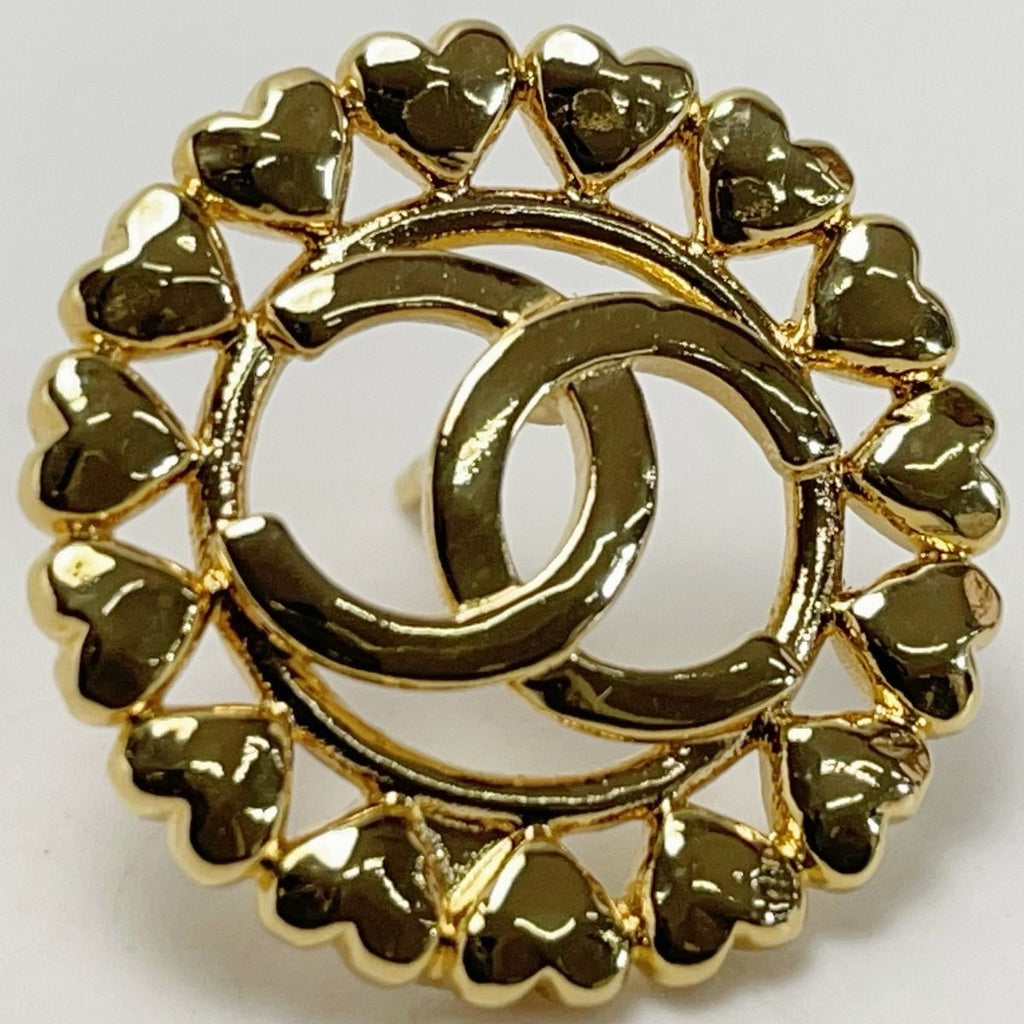Chanel Round Heart Coco Mark Aba273 Gold Earrings Accessories — view 6