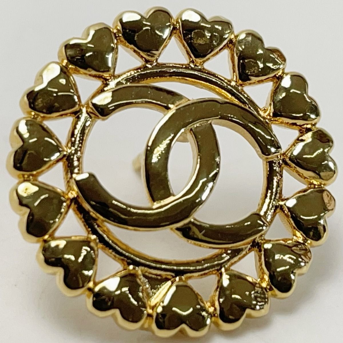 Chanel Round Heart Coco Mark Aba273 Gold Earrings Accessories — view 6