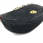 Chanel CC Logo Half Moon Velour Push Lock Chain Shoulder Bag Black — view 4