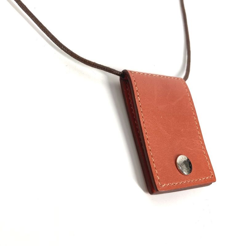 Hermes Necklace Photo Case Pendant Leather Pink — view 4