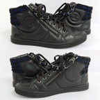Chanel High Cut Sneakers Chain Double Zip 37 Coco Mark Black Leather — view 4
