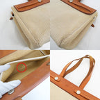 Hermes Herbag Her Bag Cabas MM Toile GM Tote Hand Silver Hardware — view 9