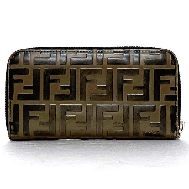 Fendi Round Zipper Long Wallet Brown Zucca — view 2