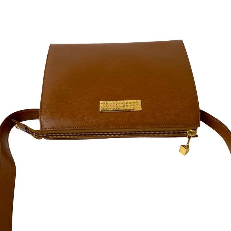 Christian Dior CD Logo Plate Hardware Leather Shoulder Bag