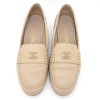 Chanel Loafers Oh875 Coco Mark Beige Gold Hardware Chain — view 3