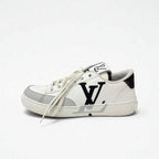 Louis Vuitton Charlie Line Monogram Sneakers Shoes Leather White Gray Black — view 3