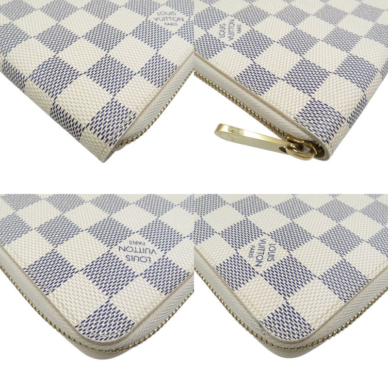 Louis Vuitton Damier Azur Zippy Organizer Gold Hardware White Round — view 8