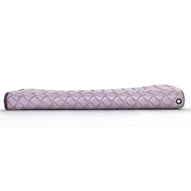 Bottega Veneta L Shaped Zipper Long Wallet In Purple Intrecciato — view 3