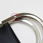 Hermes Double Dring Canvas Belt Black And Gray Silver Hardware Stamped — view 6