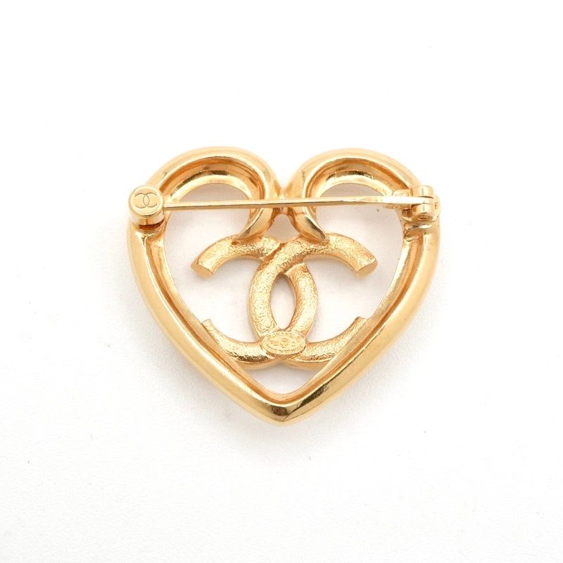 Chanel Brooch Corsage Gold Heart Rhinestone — view 4