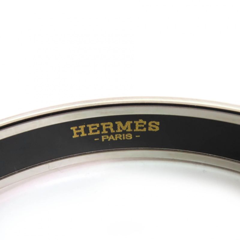 Hermes Emile PM Enamel Bracelet Carte A Jouet Bangle Silver White — view 5