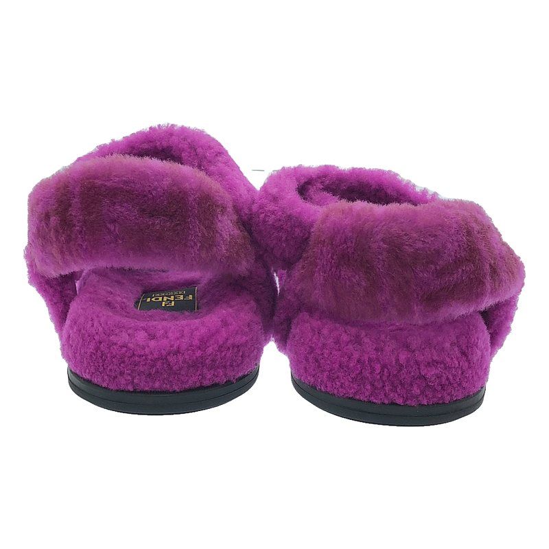 Fendi Sheep Fur Shearling Sandal Zucca 35 1 2 Purple — view 3
