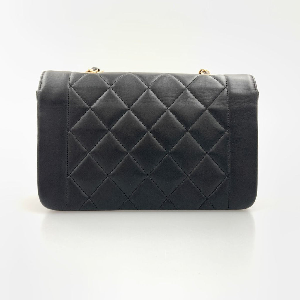 Chanel Diana Quilted Chain Shoulder Bag Black — view 3