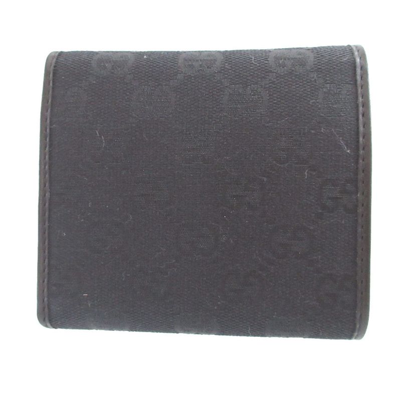 Gucci Interlocking G GG Canvas Leather Black Trifold Wallet 0871 — view 2