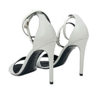 Louis Vuitton Sandals Shoes Leather White Silver Logo Strap — view 4