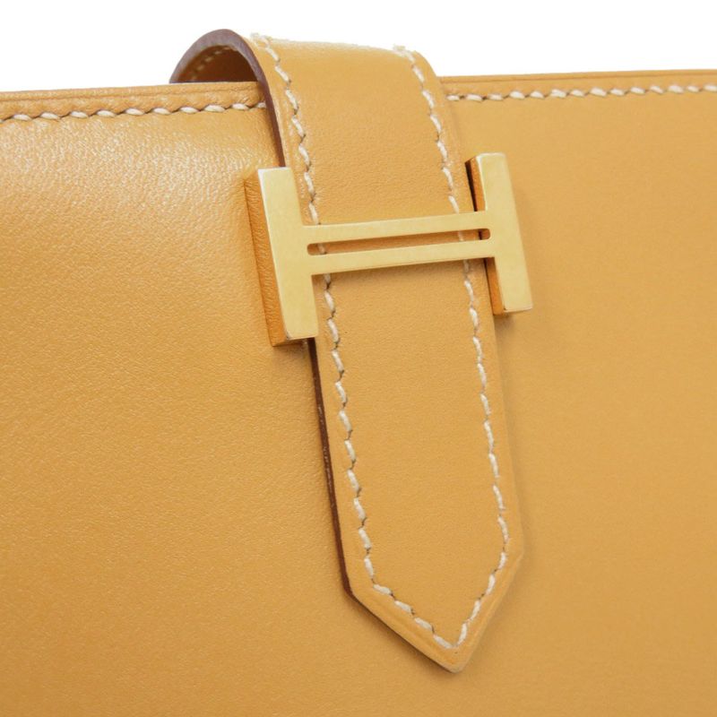 Hermes Bearn Souffle Vota Delacto Paille Gold Hardware Engraved A Long — view 7