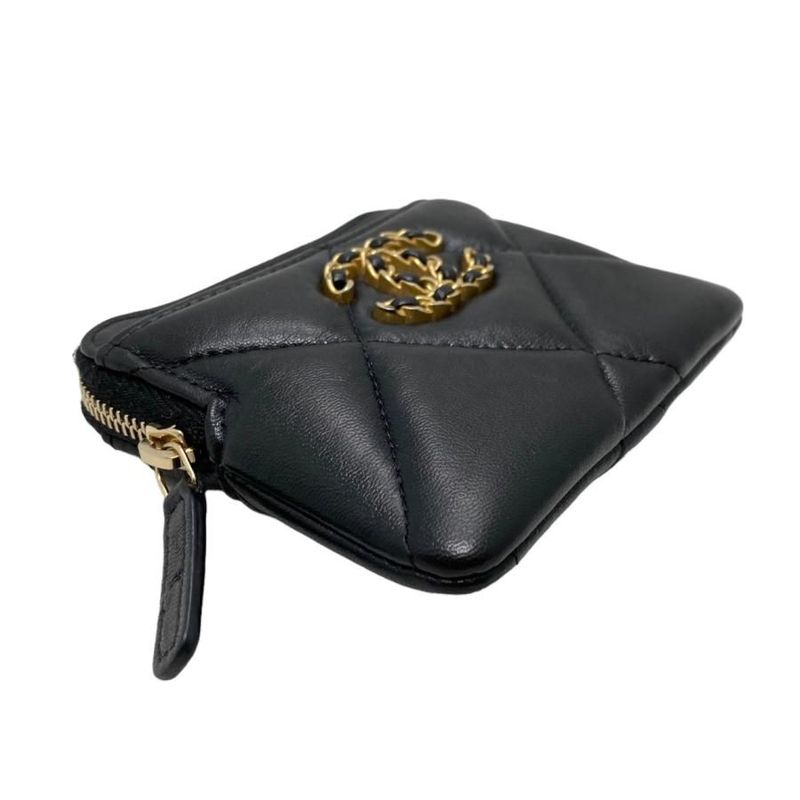Chanel 19 Coin Case Card Purse Ap2086 Quilted Black Gold Chanel 19 — view 4