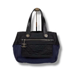Chanel Paris Biarritz Mini Tote Shoulder Bag Navy Blue Black Bicolor — view 2