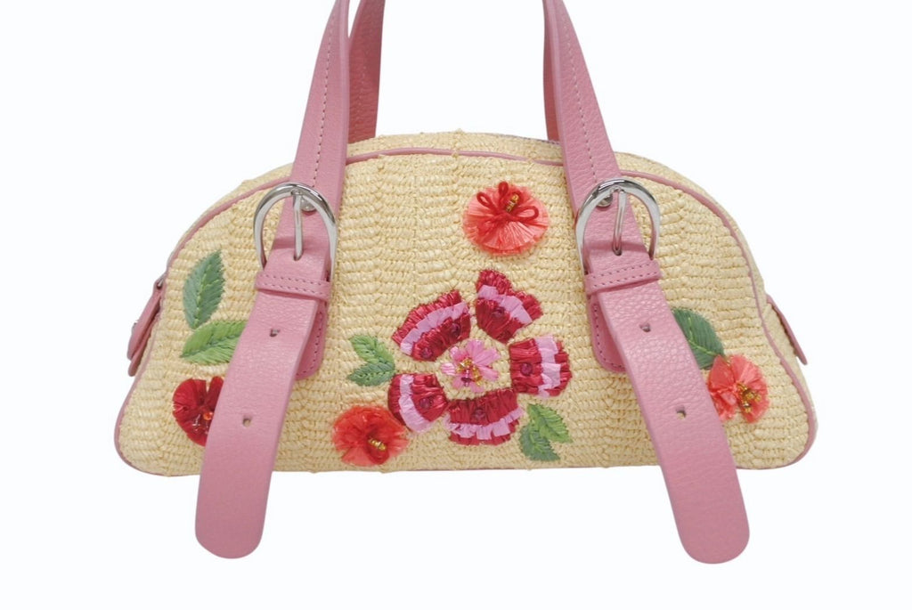 Dior Galliano Era Limited Edition Mini Boston Bag Embroidery Bijou Beige Straw — view 2