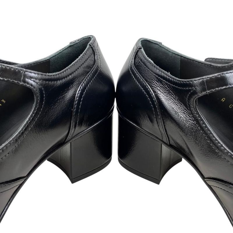 Chanel Heel Pumps Mary Jane 37 1 2 Size Leather Coco Mark Black — view 8