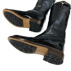 Chanel Boots Long Shoes Leather Patent Black Gold Logo — view 6