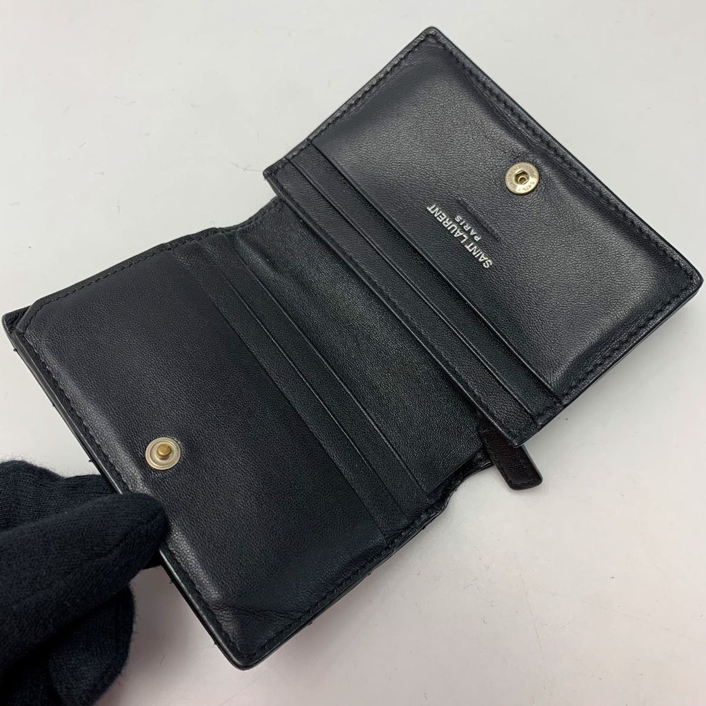 Saint Laurent Leather YSL Black Wallet Bifold — view 4