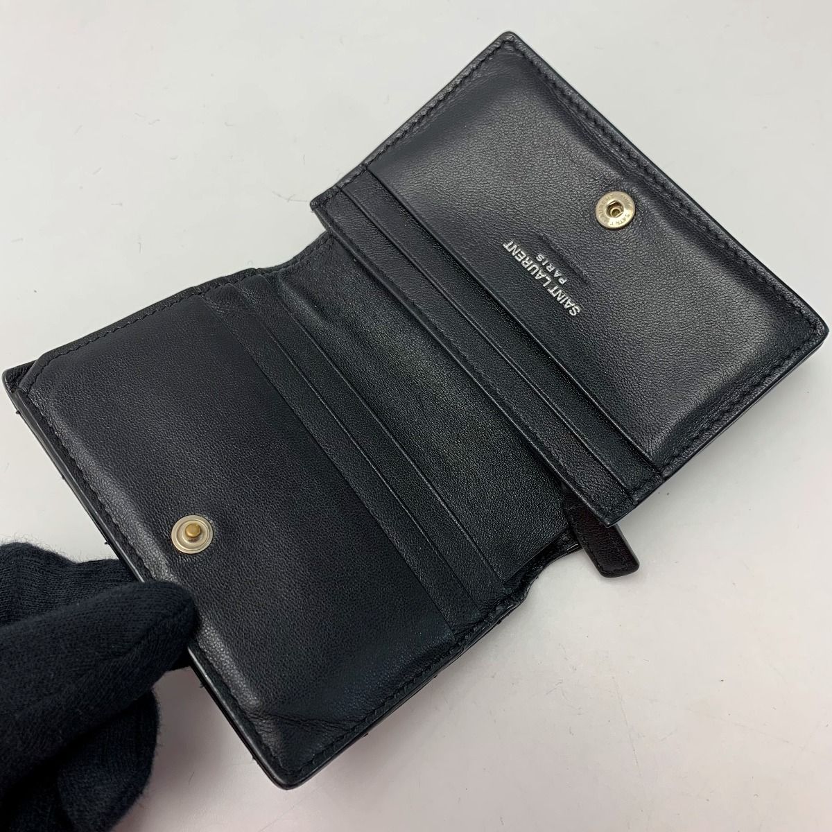 Saint Laurent Leather YSL Black Wallet Bifold — view 4