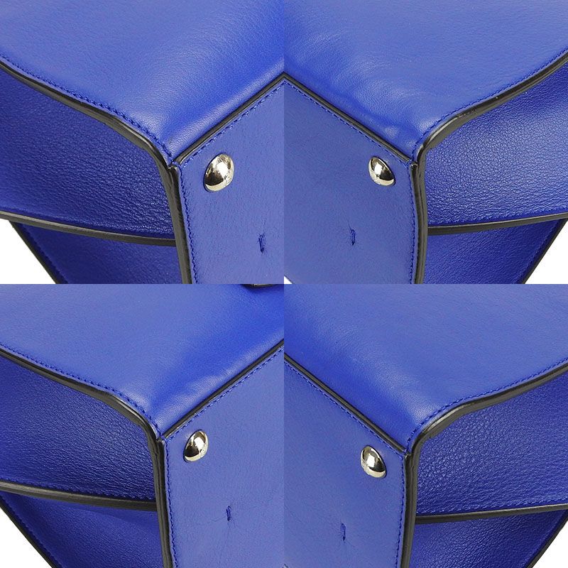 Fendi Handbag Trois Jour 8 Bh279 Leather Blue Silver Hardware 2-Way — view 5