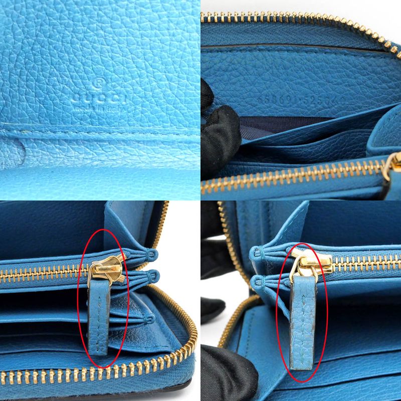 Gucci Logo Zip Around Wallet Blue Long Leather — view 8