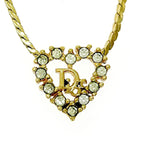 Christian Dior GP Rhinestone Logo Heart Necklace Gold — view 3