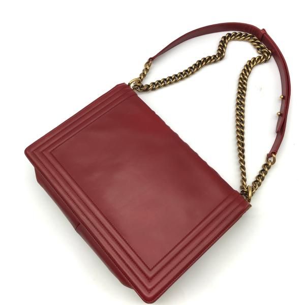 Chanel Leather Chain Shoulder Bag Red — view 2