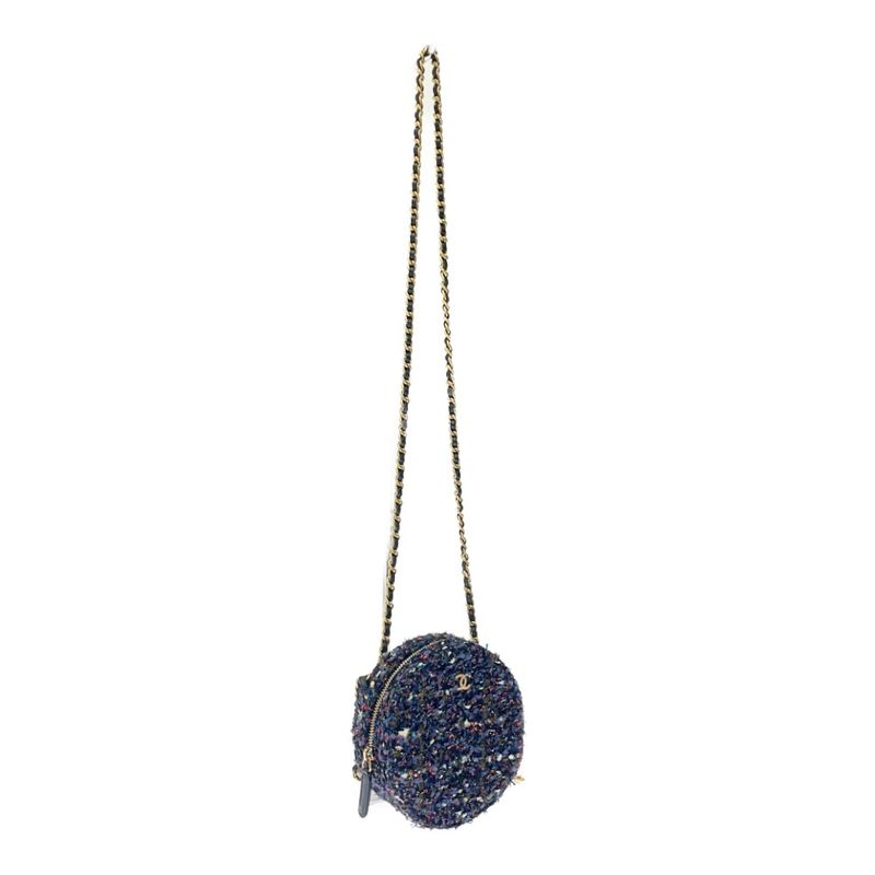 Chanel Tweed Round Chain Shoulder Bag Multicolor — view 2