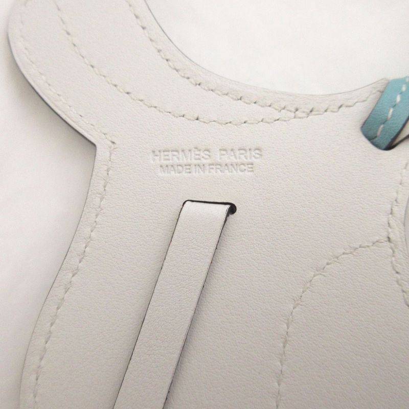 Hermes Paddock Cell Vorsoft Blue Atoll White Bag Charm Key Holder 1355 — view 4
