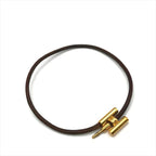 Hermes Tournis Bangle Bracelet Leather Gold — view 2