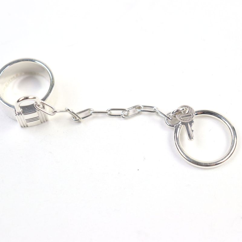 Hermes Alfa Kelly AG 925 Clochette Cadenas Double Ring Accessory Silver — view 7