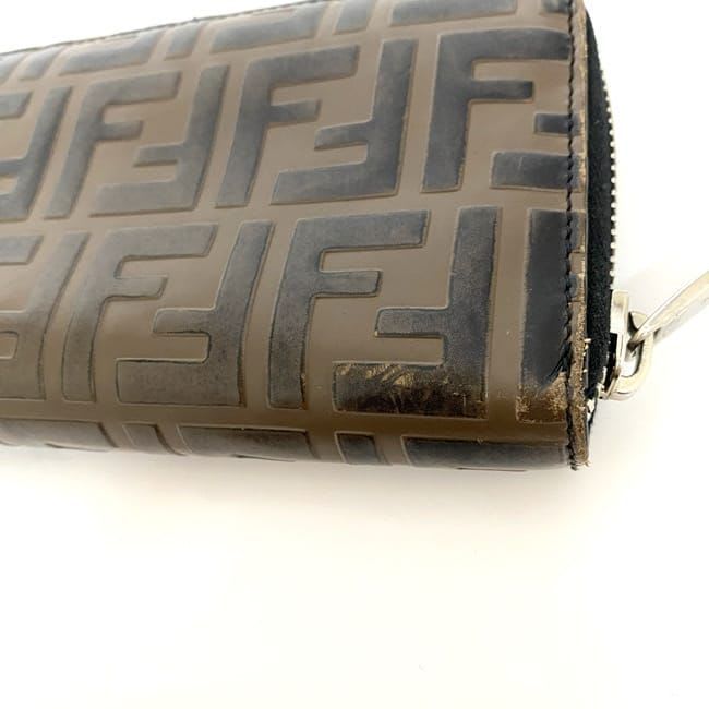 Fendi Round Zipper Long Wallet Brown Zucca — view 6