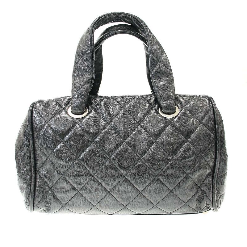 Chanel Quilted Caviar Leather Mini Boston Bag Black — view 2
