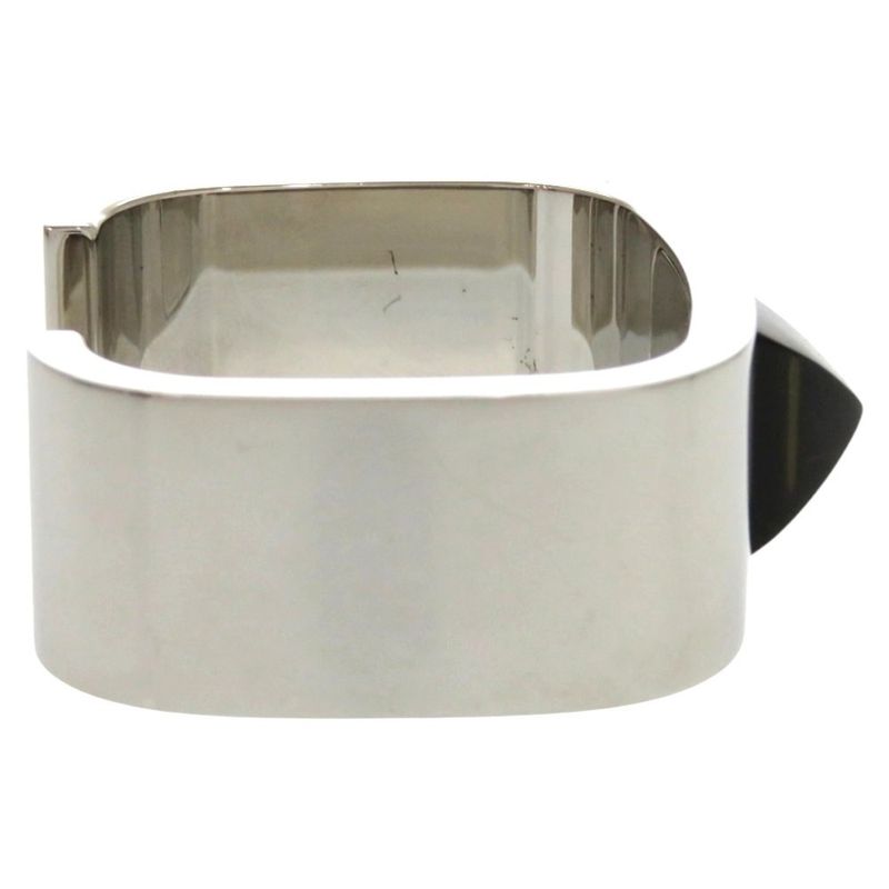 Hermes Medor Metal Black Silver Hardware Bangle 1630 — view 6