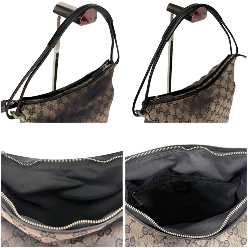 Gucci One Shoulder Bag GG Canvas Nylon Leather Dark Brown Hobo Soho — view 7