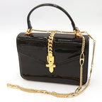 Gucci Condition Black Patent Leather Sylvie 2-Way Handbag