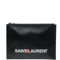 Saint Laurent Logo Clutch Bag Second Black Multicolor Leather Women