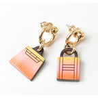 Hermes Earrings Fusion Amulet Maroquinier Buffalo Horn Cadenas Kelly