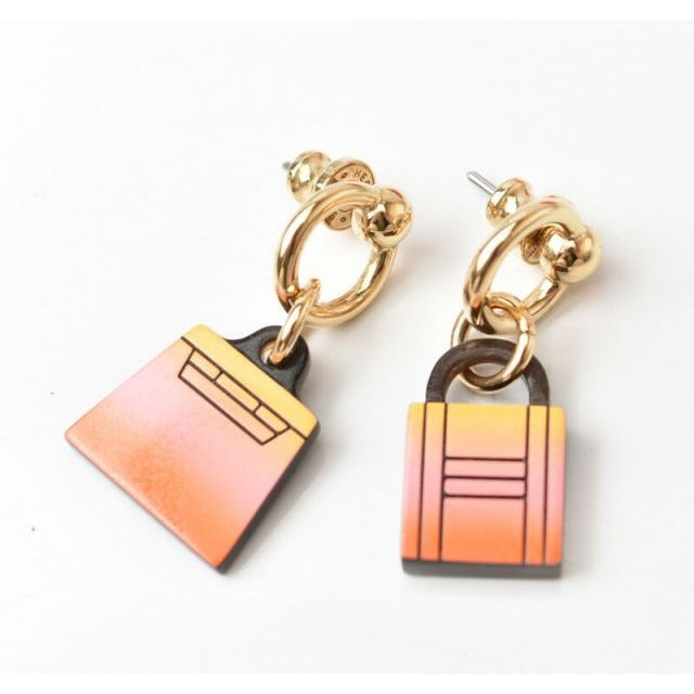 Hermes Earrings Fusion Amulet Maroquinier Buffalo Horn Cadenas Kelly