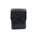 Chanel CC Logo Caviar Leather Black Cigarette Case Gold