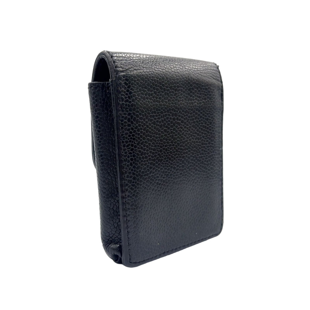 Chanel CC Logo Caviar Leather Black Cigarette Case Gold — view 2