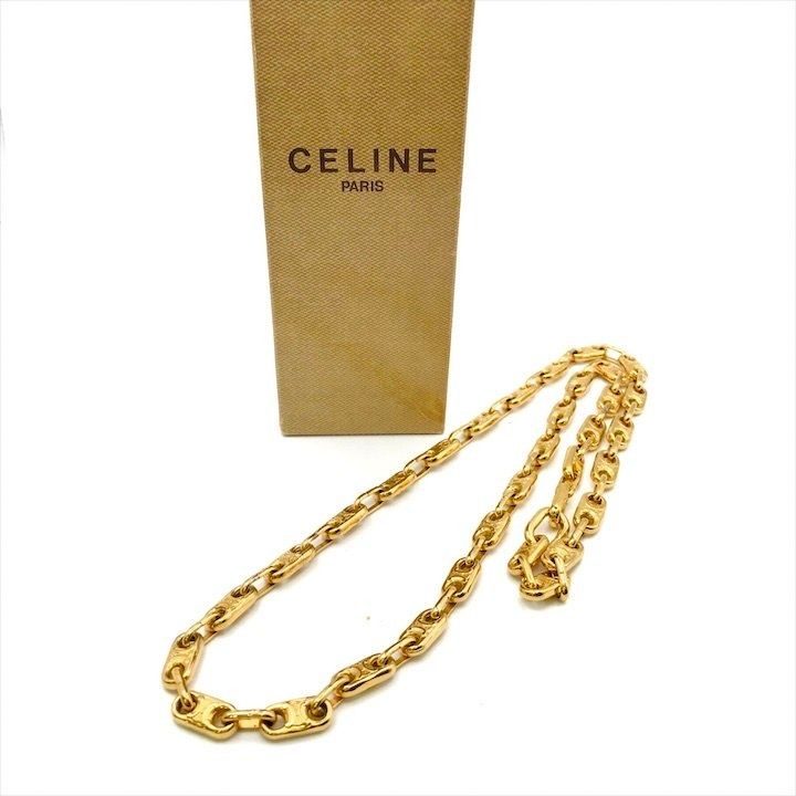 Celine Triomphe Long Chain Necklace Gold