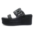 Hermes Espadrille Itea Sandals Rope Wedge Heel Black 38 Shoes
