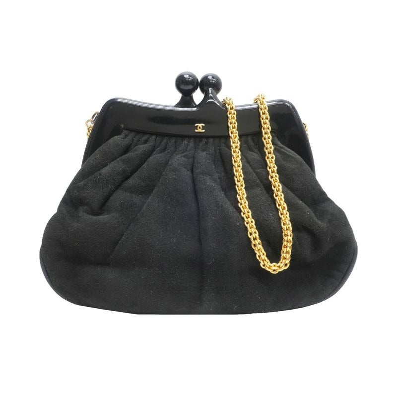 Chanel Clasp Chain Shoulder Bag Suede Xplastic Black Gdhardware — view 2
