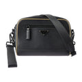Prada Shoulder Bag 2 Vh063 Saffiano Leather Black Gold Tone Triangle Logo